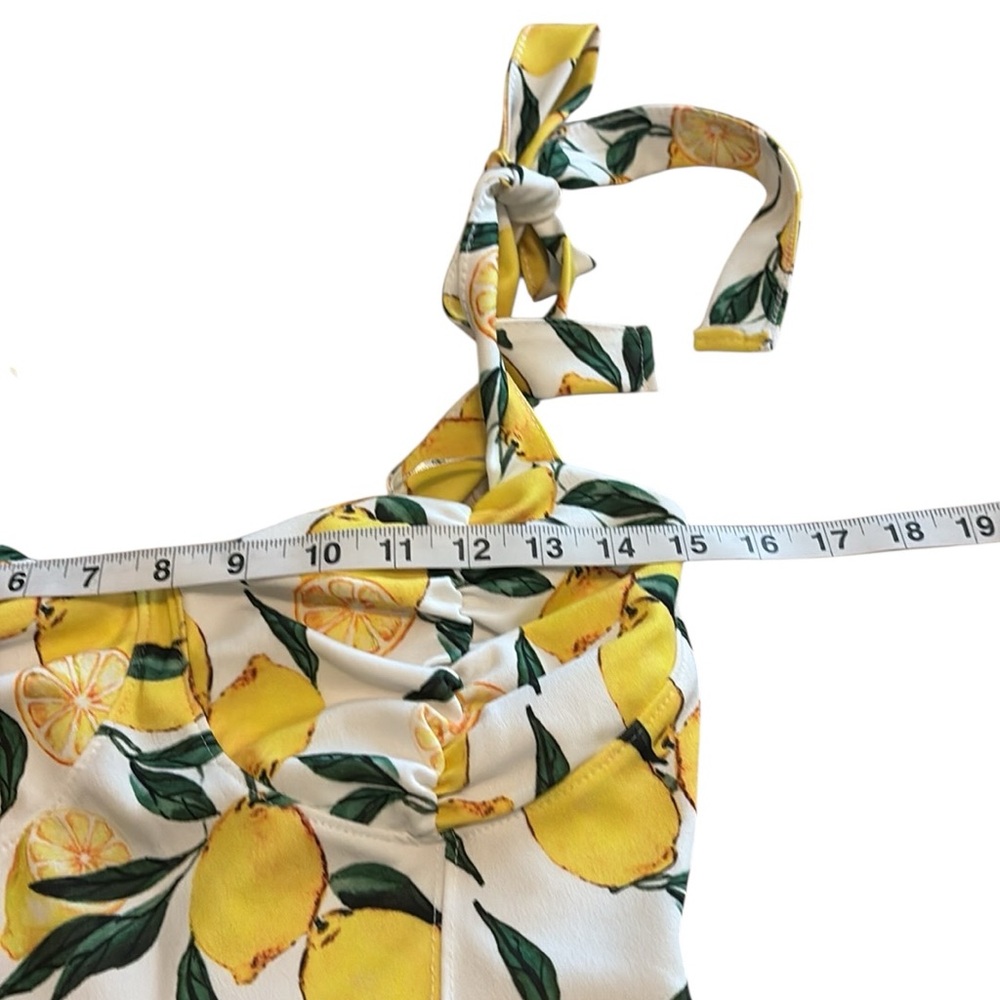 Misguided Lemon Print Petite NWOT mini skater dress with shoulder ties 6P - Picture 5 of 8